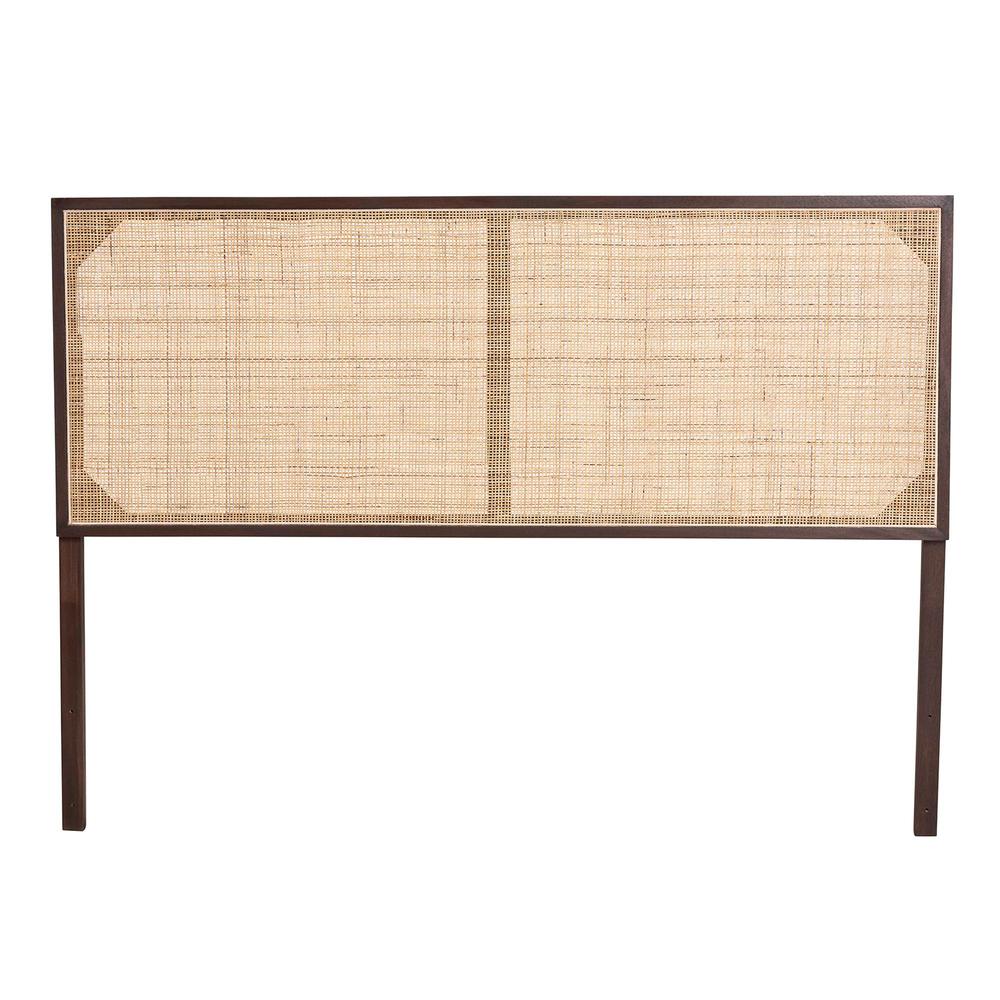 Bohemian Dark Brown Finished Bayur Wood and Natural Rattan Queen Size Headboard. Picture 10