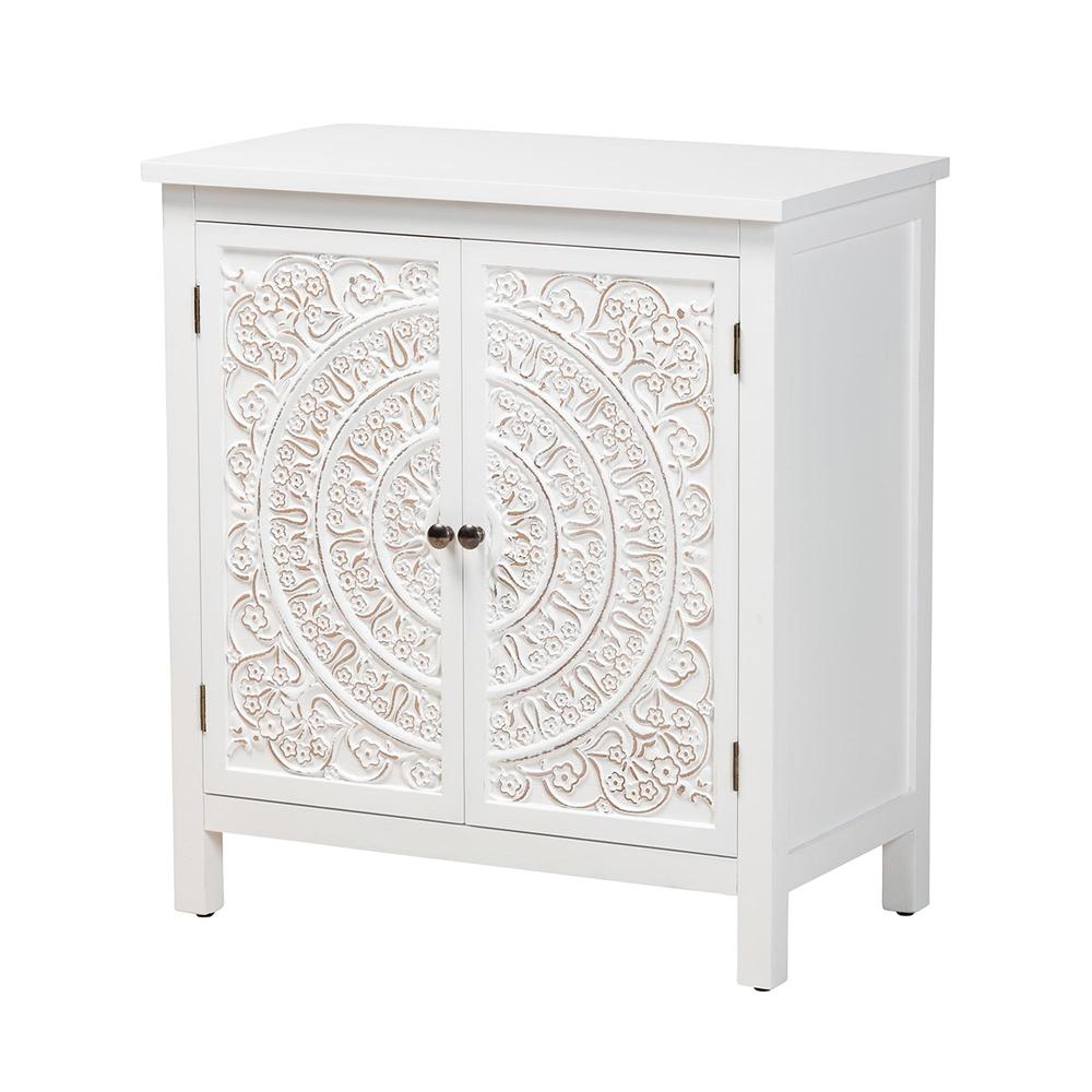 Yelena Classic and Traditional White Finished Wood 2-Door Storage Cabinet. Picture 11