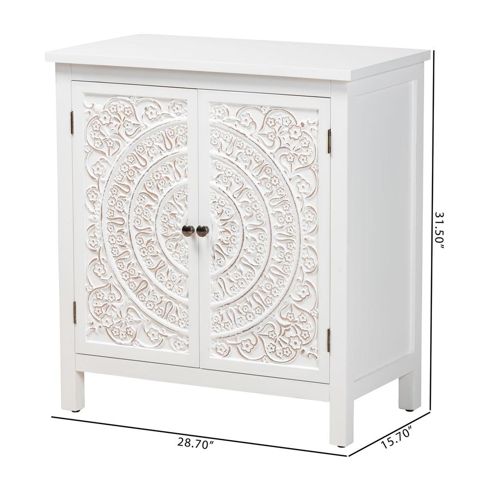 Yelena Classic and Traditional White Finished Wood 2-Door Storage Cabinet. Picture 20