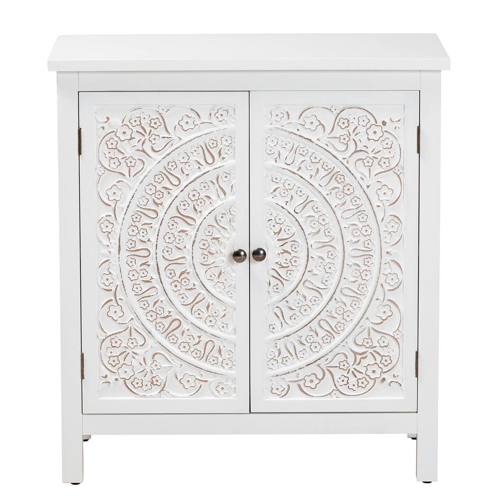 Yelena Classic and Traditional White Finished Wood 2-Door Storage Cabinet. Picture 13