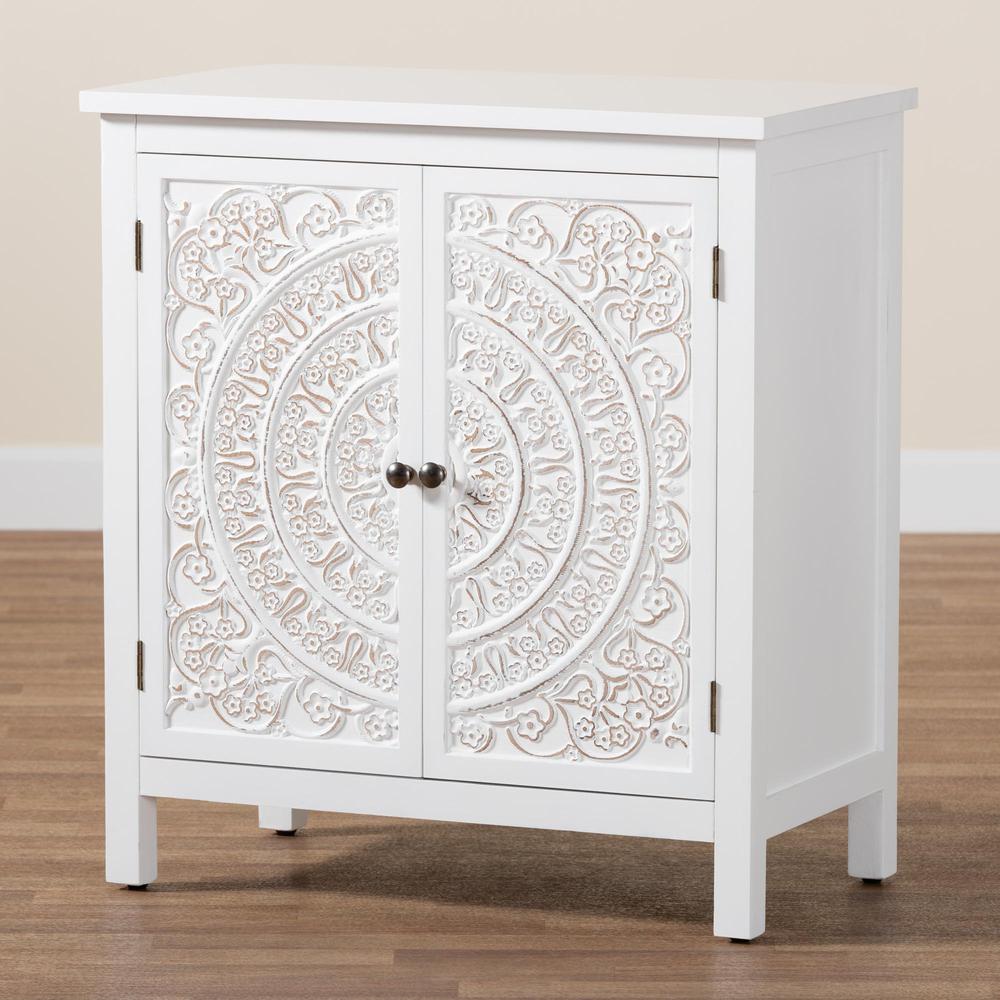 Yelena Classic and Traditional White Finished Wood 2-Door Storage Cabinet. Picture 19