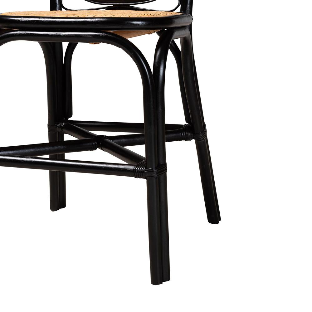 Two-Tone Black and Natural Brown Rattan Counter Stool. Picture 16