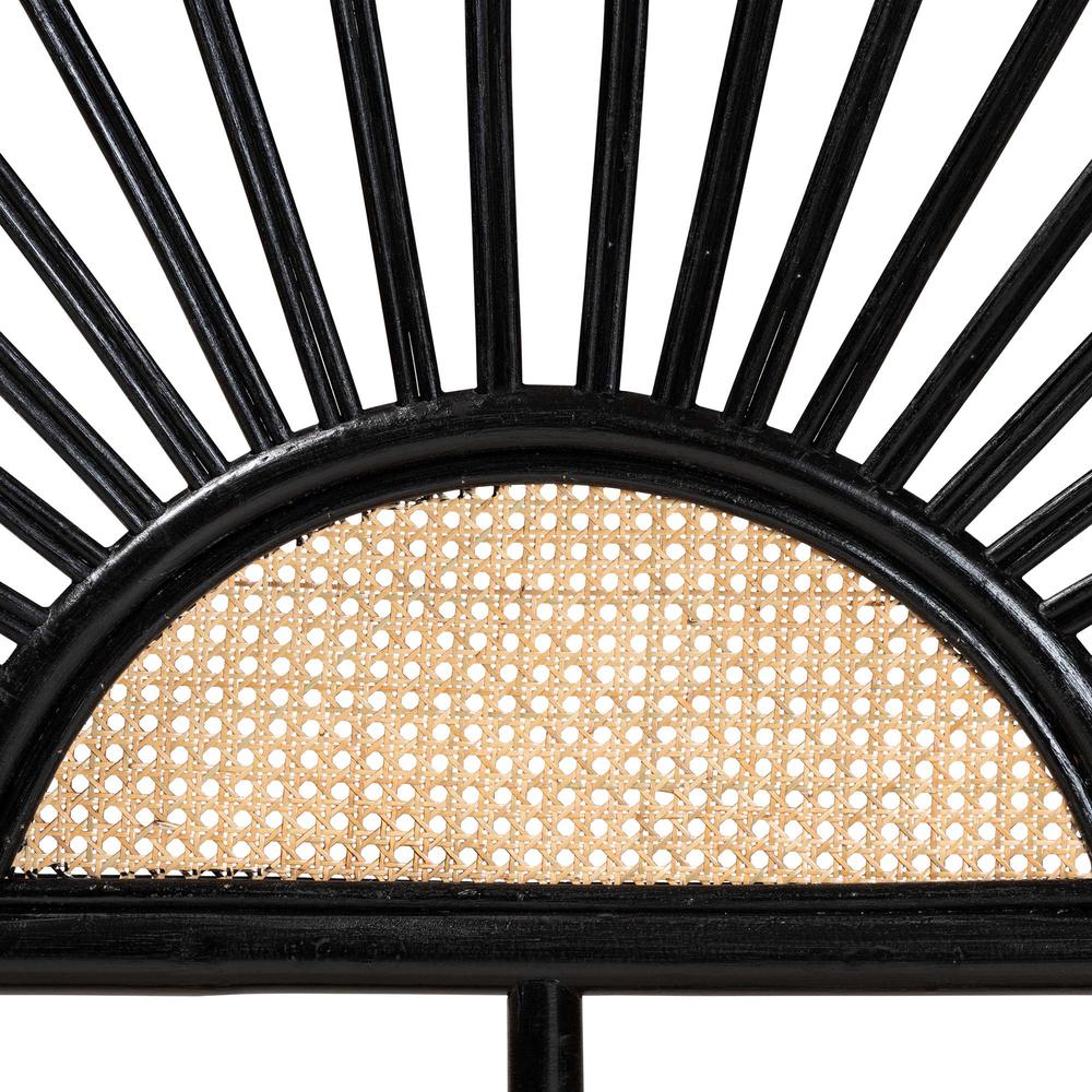 Bohemian Two-Tone Black and Natural Brown Rattan King Size Standalone Headboard. Picture 14