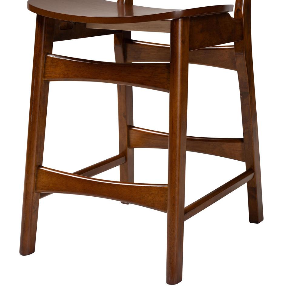Hesper Mid-Century Modern Walnut Brown Finished Wood and Rattan 5-Piece Pub Set. Picture 16