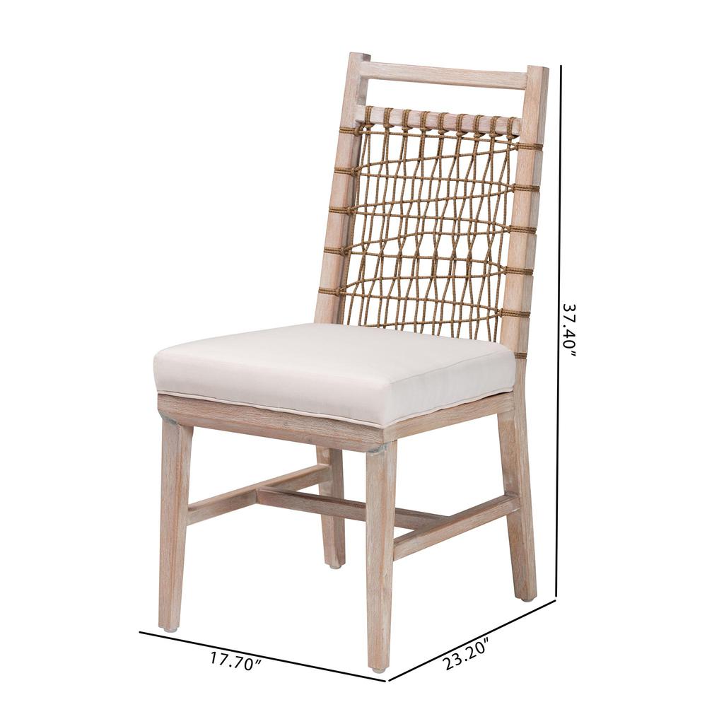 bali & pari Ulric Modern Bohemian White Washed Mahogany Wood Dining Chair. Picture 20