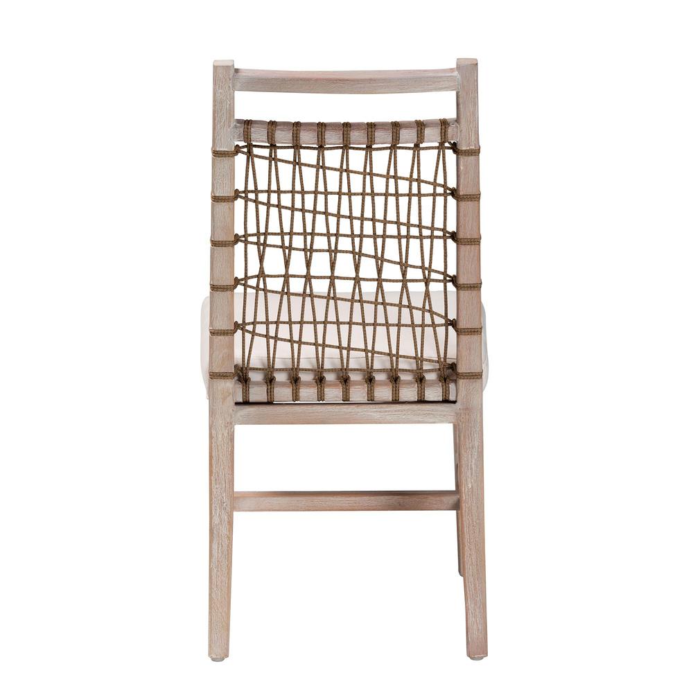 bali & pari Ulric Modern Bohemian White Washed Mahogany Wood Dining Chair. Picture 14