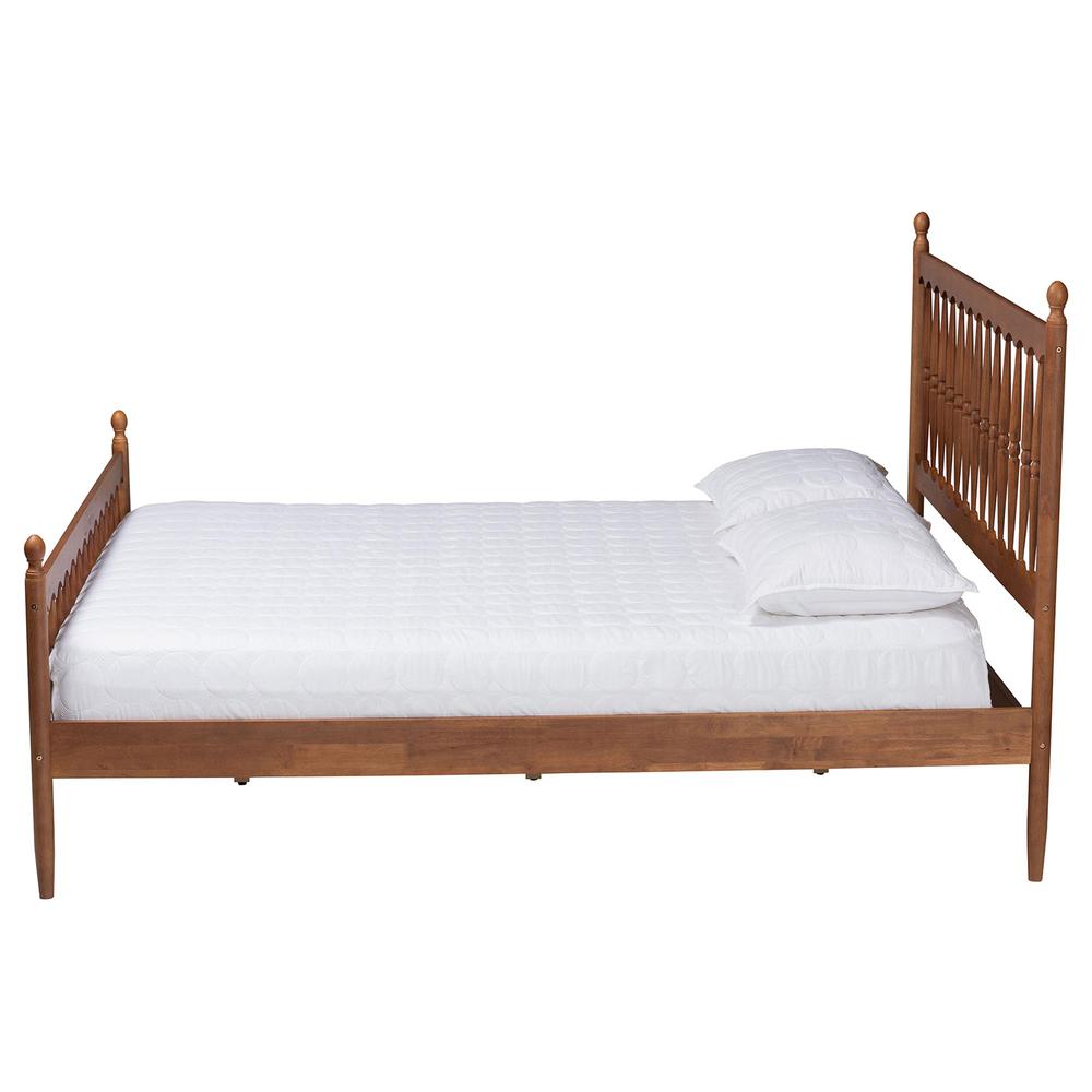 Deance Retro-Modern Walnut Brown Finished Wood Queen Size Platform Bed. Picture 11
