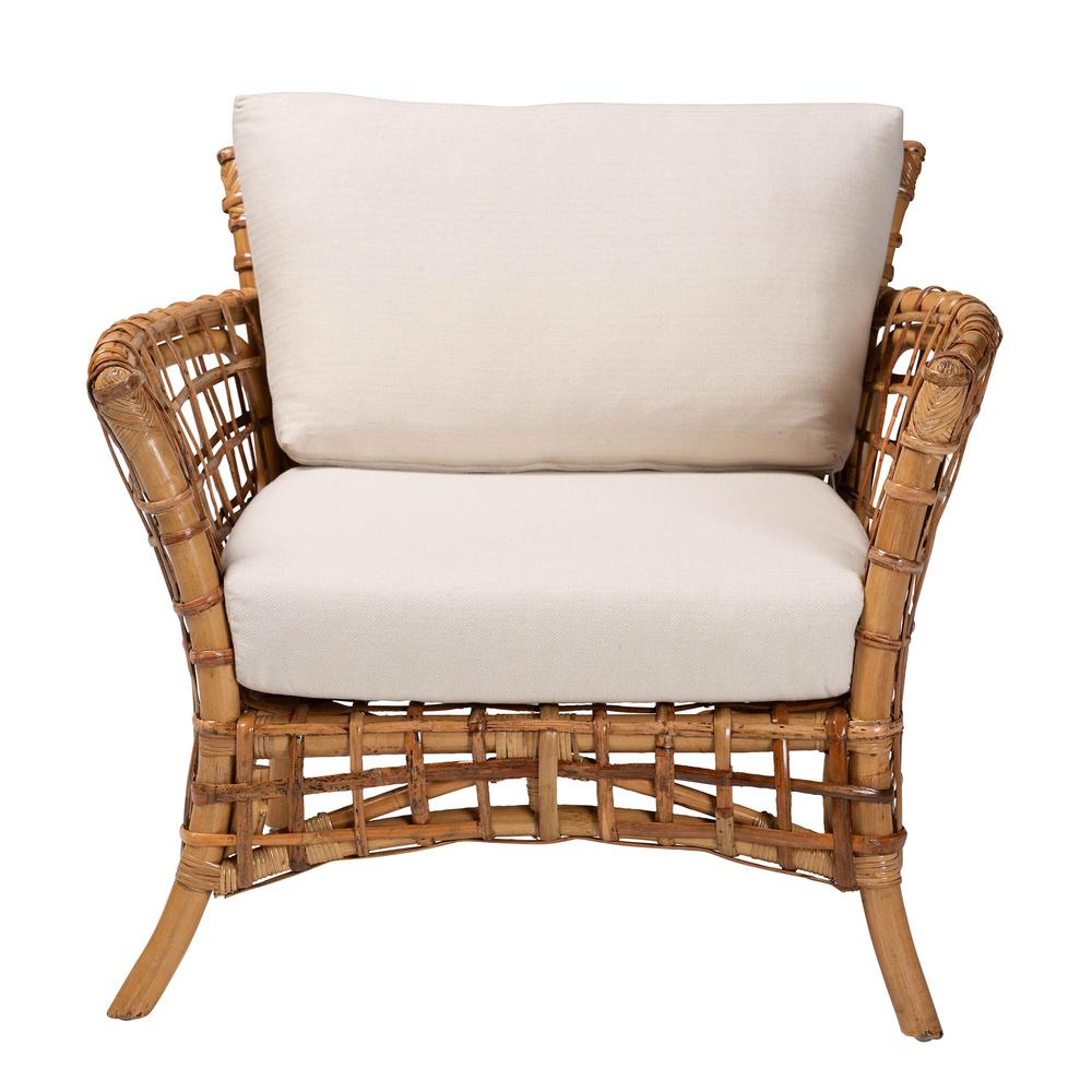 bali & pari Babette Modern Bohemian Natural Brown Rattan Arm Chair. Picture 12