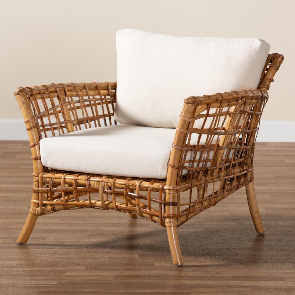 bali & pari Babette Modern Bohemian Natural Brown Rattan Arm Chair. Picture 19