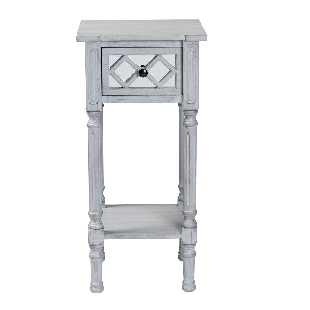 Gellert Classic and Traditional Grey Finished Wood 1-Drawer End Table. Picture 13