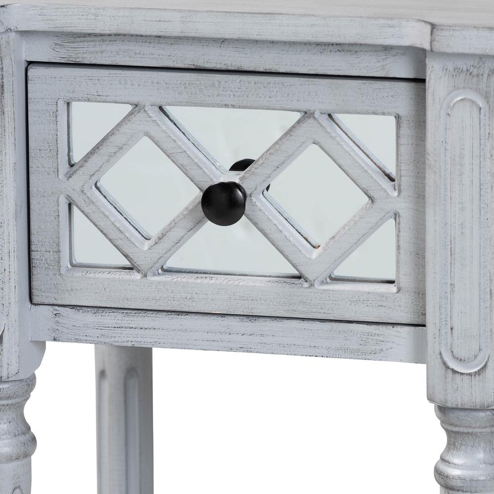 Gellert Classic and Traditional Grey Finished Wood 1-Drawer End Table. Picture 15
