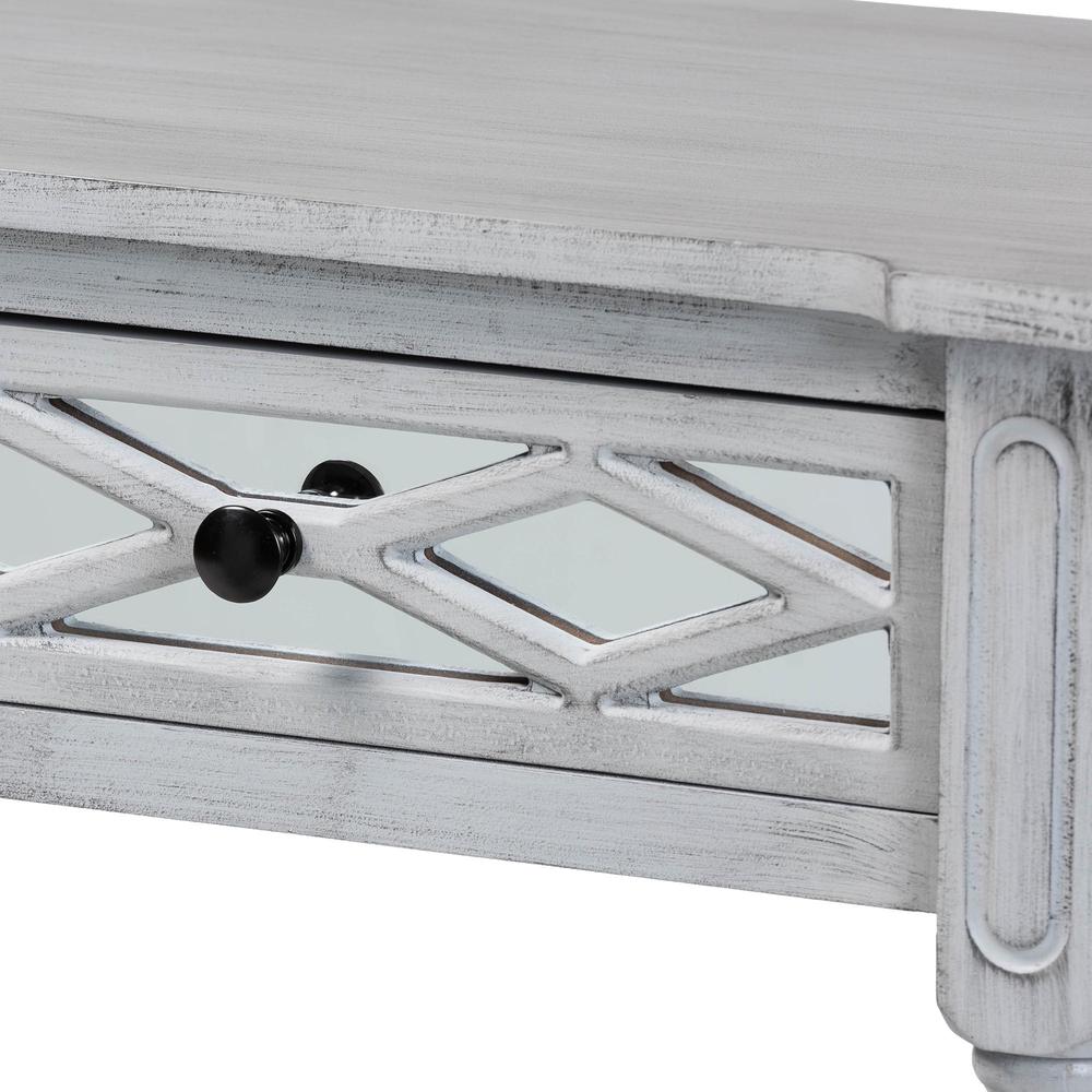 Gellert Classic and Traditional Grey Finished Wood 2-Drawer Console Table. Picture 15