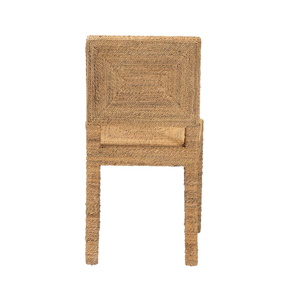 Anfield Modern Bohemian Natural Seagrass and Mahogany Wood Dining Chair. Picture 14