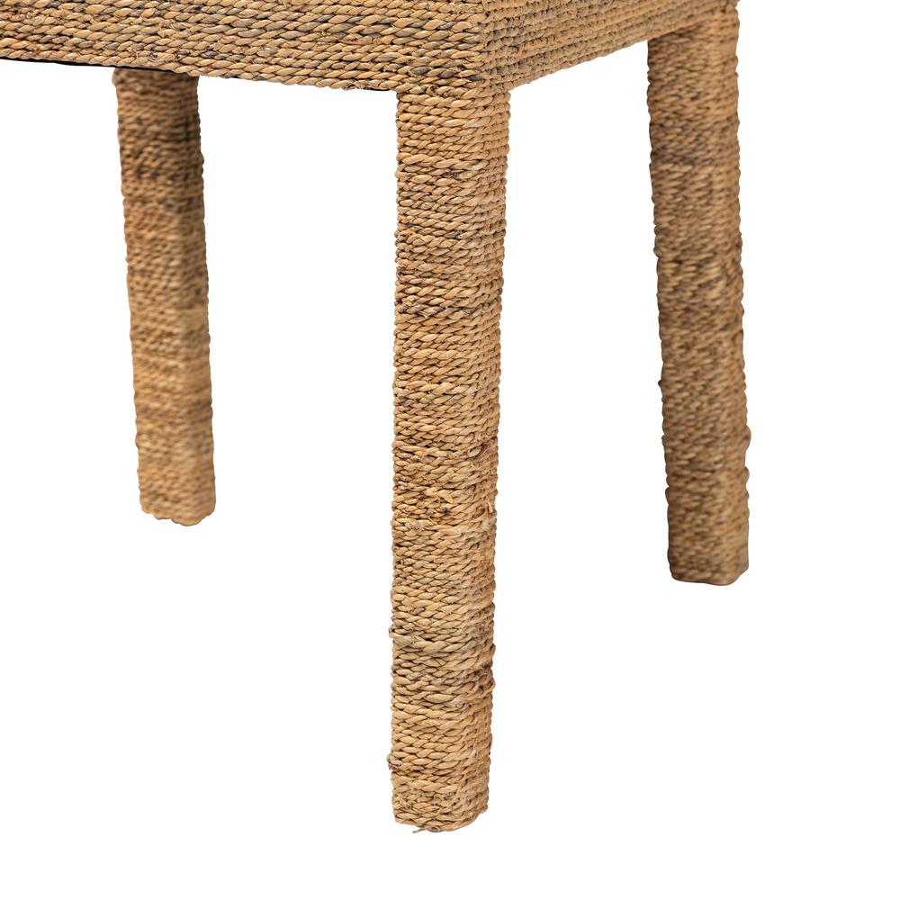Anfield Modern Bohemian Natural Seagrass and Mahogany Wood Dining Chair. Picture 16
