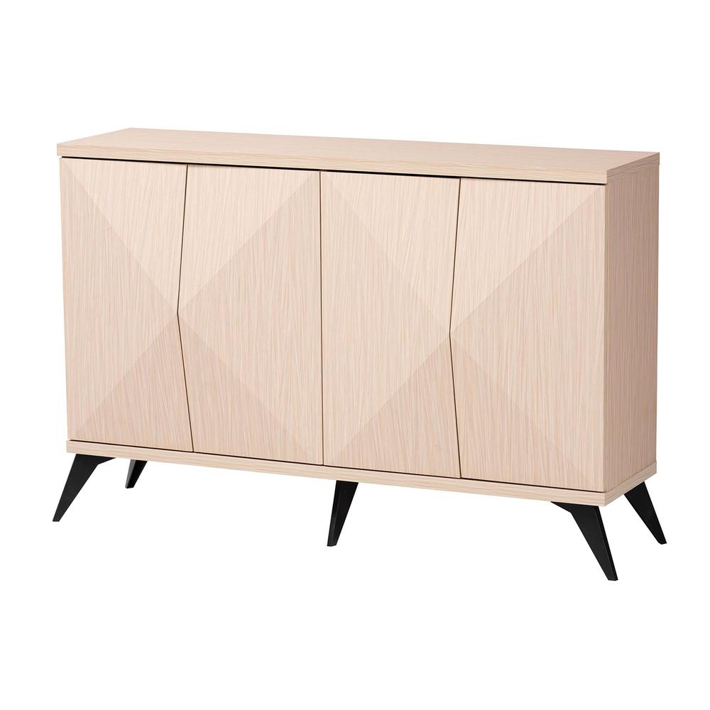 Modern Two-Tone Light Brown and Black Wood 4-Door Sideboard Buffet. Picture 10