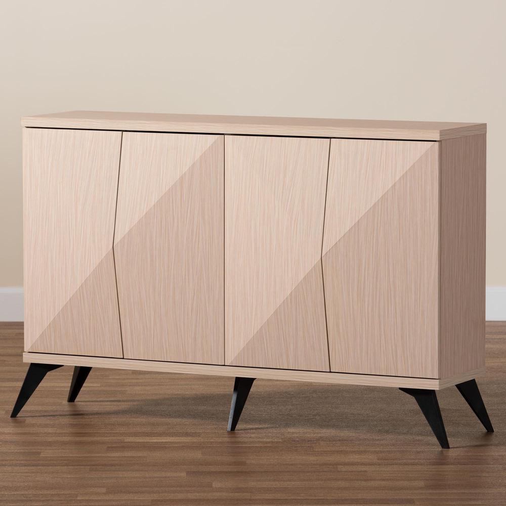 Modern Two-Tone Light Brown and Black Wood 4-Door Sideboard Buffet. Picture 17