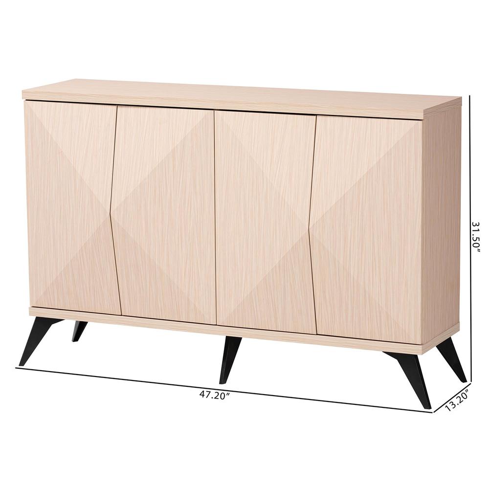 Modern Two-Tone Light Brown and Black Wood 4-Door Sideboard Buffet. Picture 18