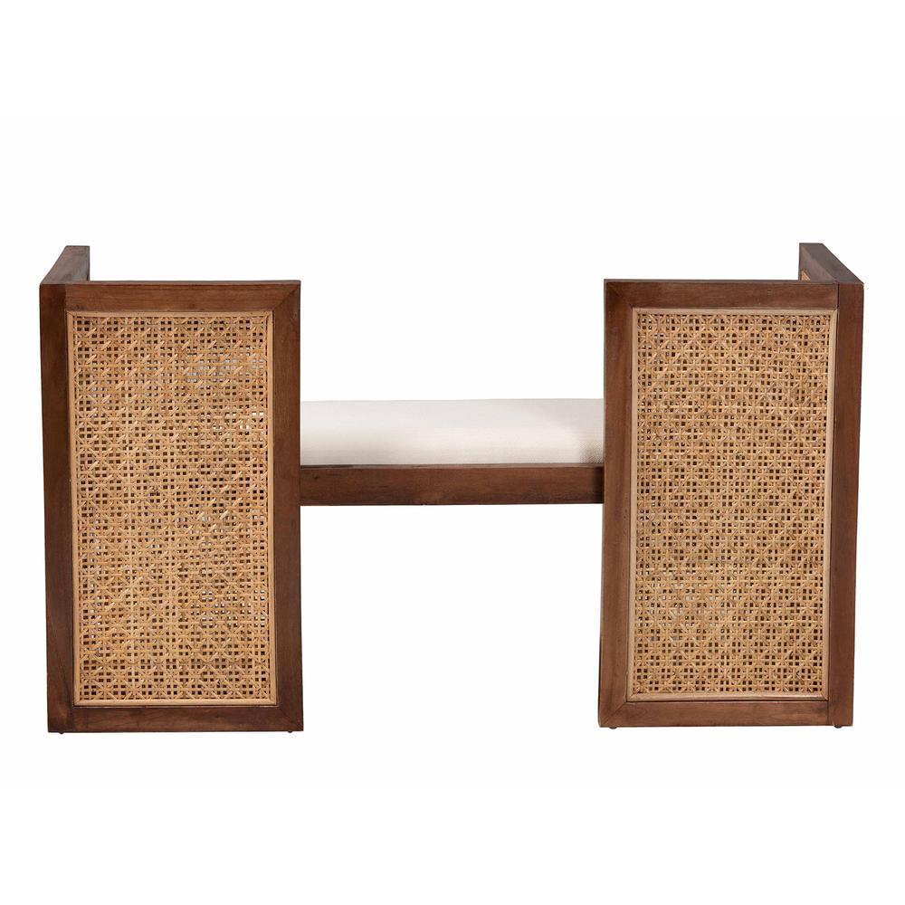 Lovina Bohemian Light Honey Rattan and Acacia Wood Accent Bench. Picture 14