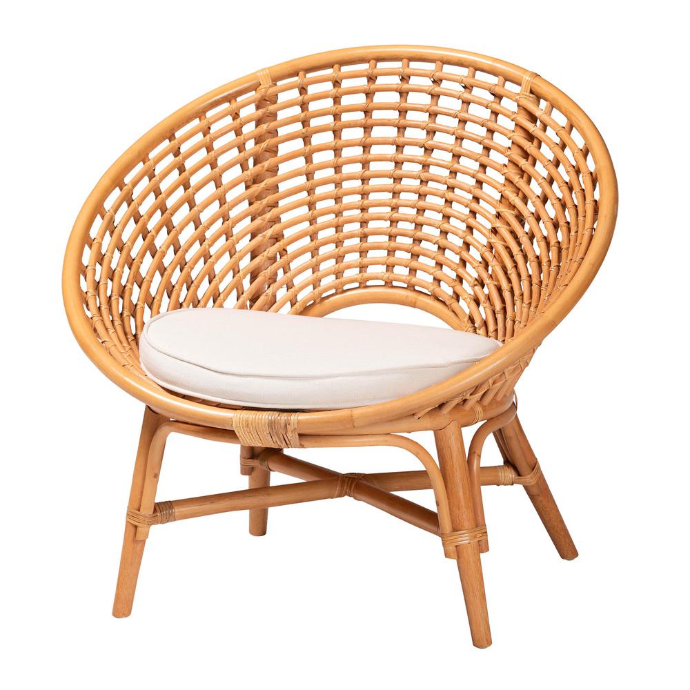 Aerin Modern Bohemian Natural Rattan Accent Chair. Picture 11