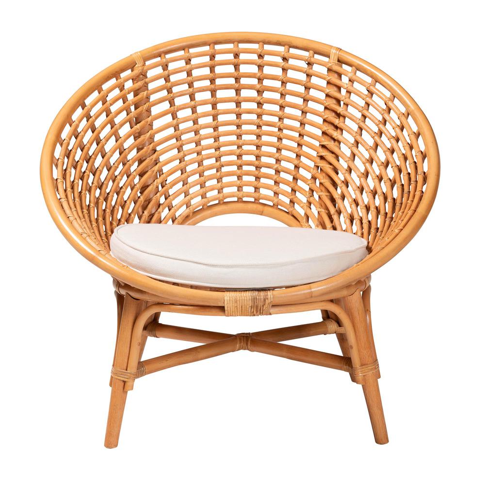 Aerin Modern Bohemian Natural Rattan Accent Chair. Picture 12