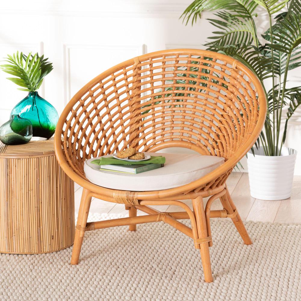 Aerin Modern Bohemian Natural Rattan Accent Chair. Picture 18