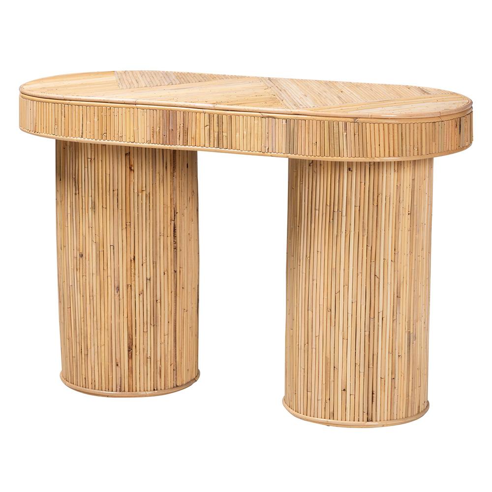 Iryna Modern Bohemian Natural Rattan Console Table. Picture 10