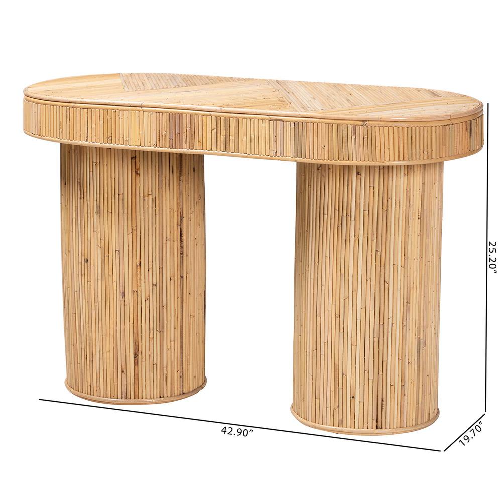 Iryna Modern Bohemian Natural Rattan Console Table. Picture 18