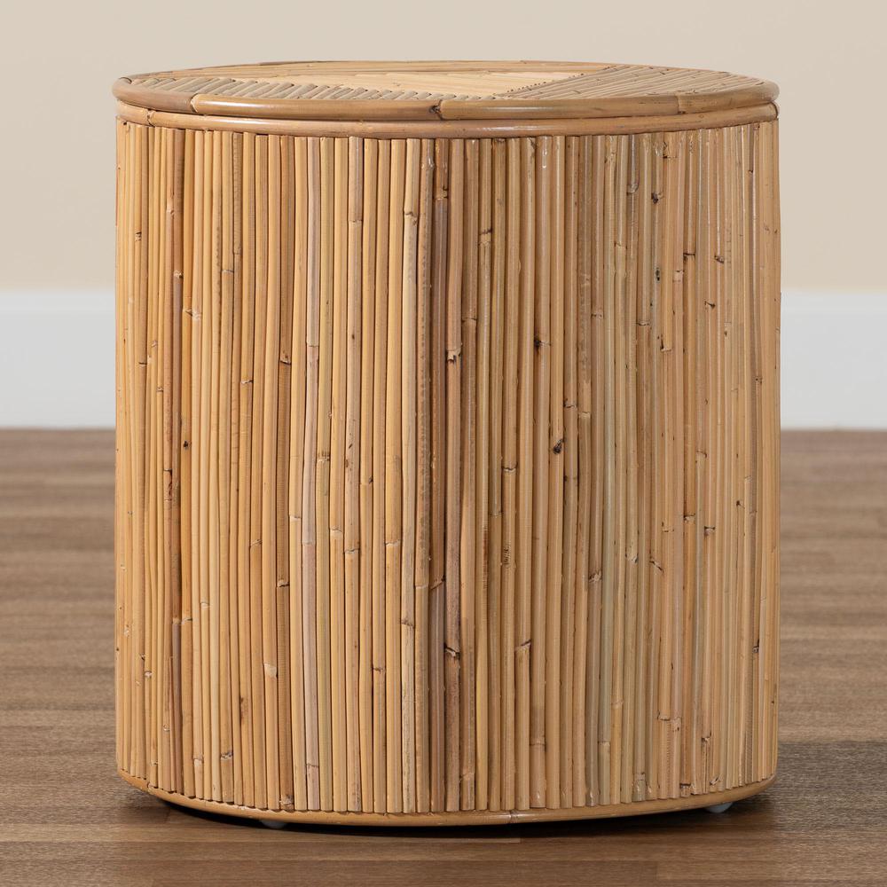Milagra Modern Bohemian Natural Rattan End Table. Picture 15