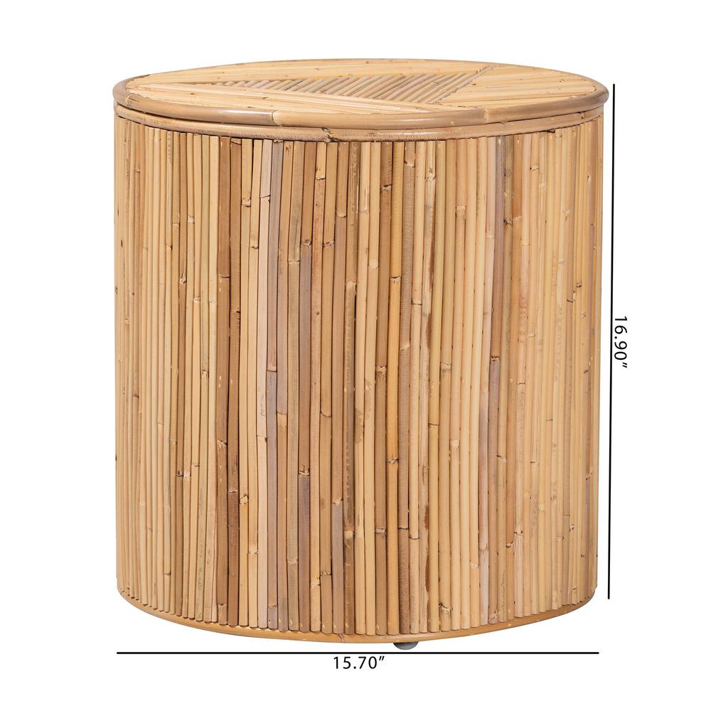 Milagra Modern Bohemian Natural Rattan End Table. Picture 16