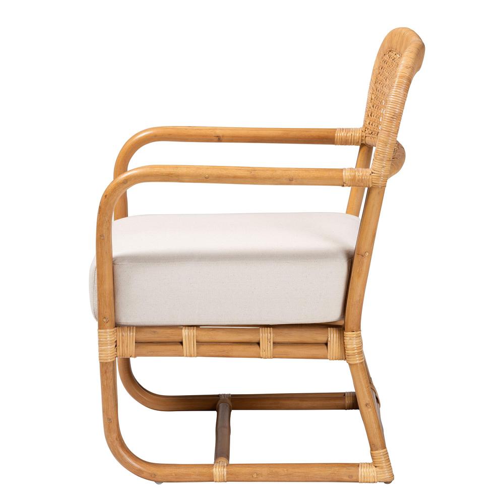 Ailith Modern Bohemian Light Honey Rattan Arm Chair. Picture 13