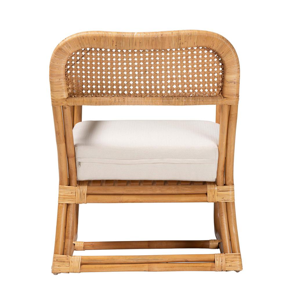Ailith Modern Bohemian Light Honey Rattan Arm Chair. Picture 14