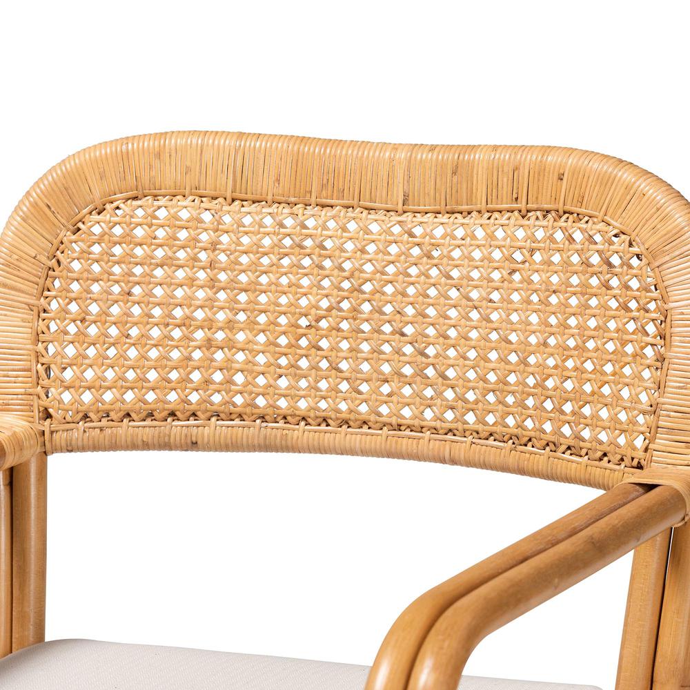 Ailith Modern Bohemian Light Honey Rattan Arm Chair. Picture 15