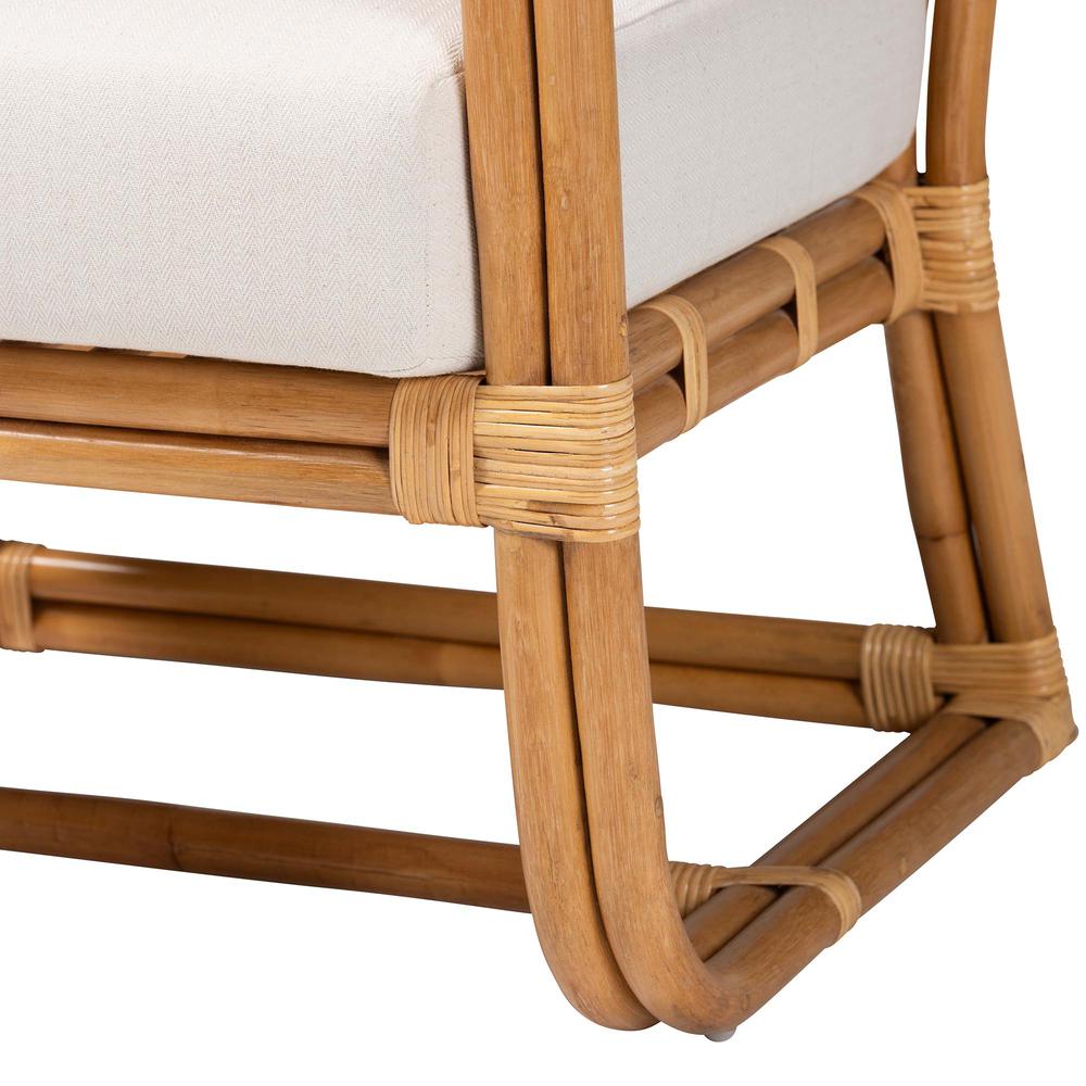 Ailith Modern Bohemian Light Honey Rattan Arm Chair. Picture 16