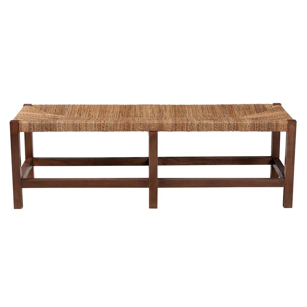 Liza Bohemian Natural Seagrass and Wood Accent Bench. Picture 10
