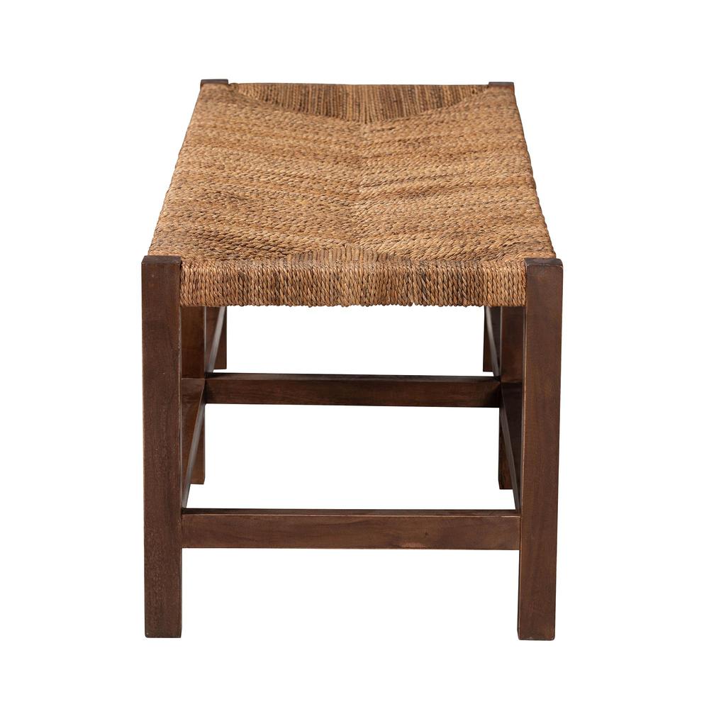Liza Bohemian Natural Seagrass and Wood Accent Bench. Picture 11