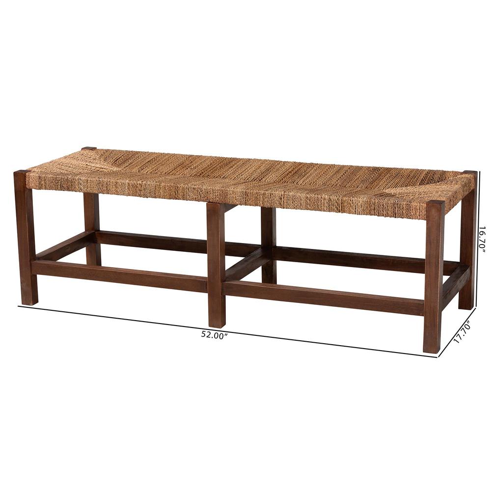 Liza Bohemian Natural Seagrass and Wood Accent Bench. Picture 16