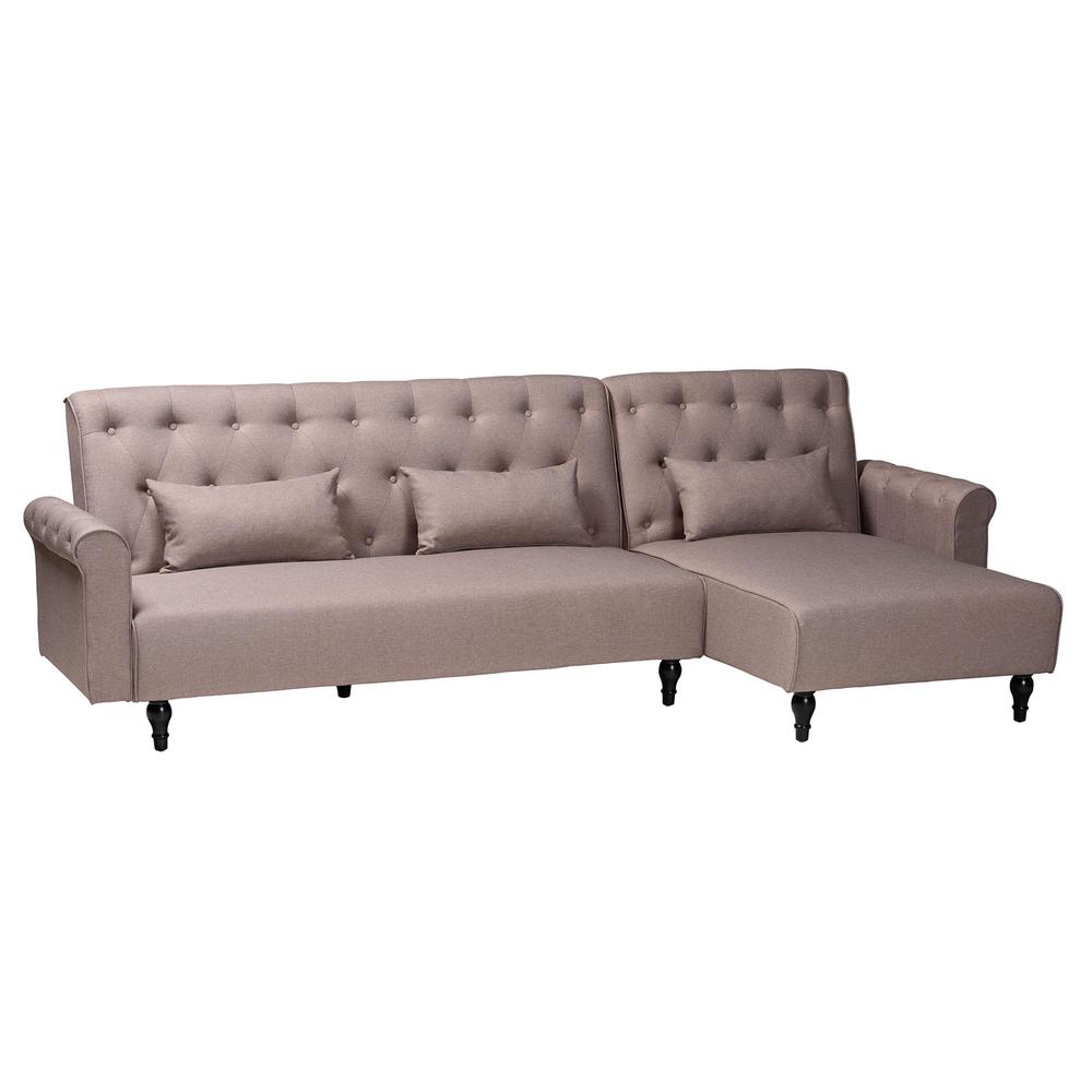 Chesterfield Retro-Modern Clay Fabric Upholstered Convertible Sleeper Sofa. Picture 10