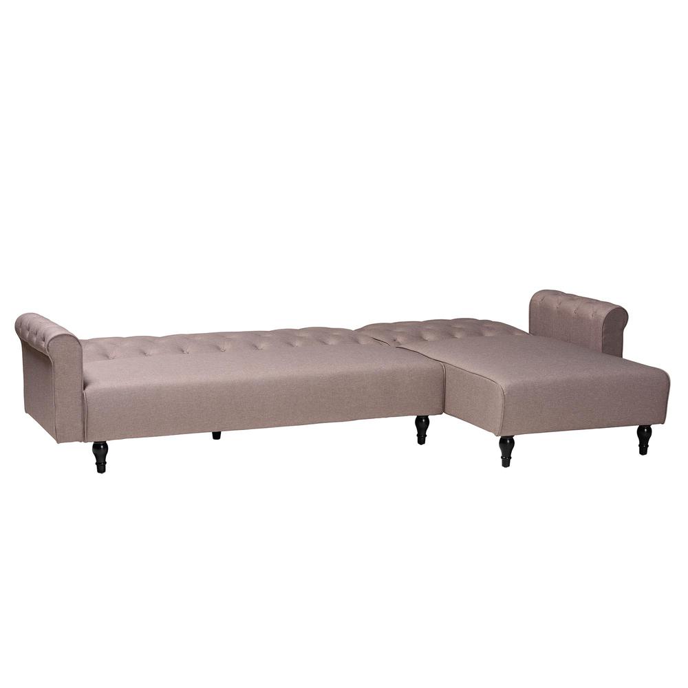 Chesterfield Retro-Modern Clay Fabric Upholstered Convertible Sleeper Sofa. Picture 11