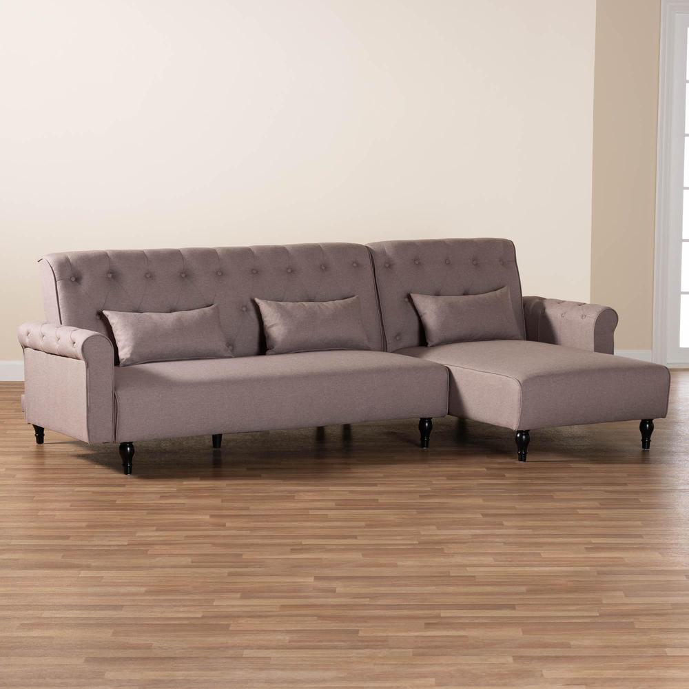 Chesterfield Retro-Modern Clay Fabric Upholstered Convertible Sleeper Sofa. Picture 16