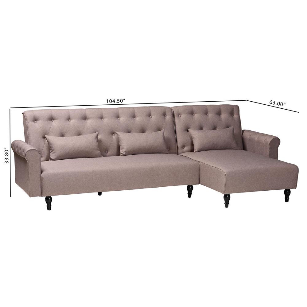 Chesterfield Retro-Modern Clay Fabric Upholstered Convertible Sleeper Sofa. Picture 17