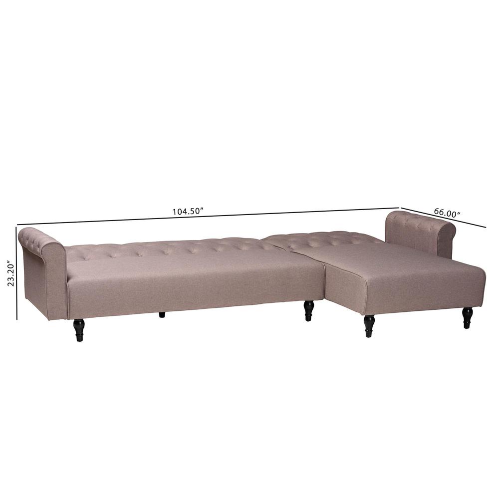 Chesterfield Retro-Modern Clay Fabric Upholstered Convertible Sleeper Sofa. Picture 18