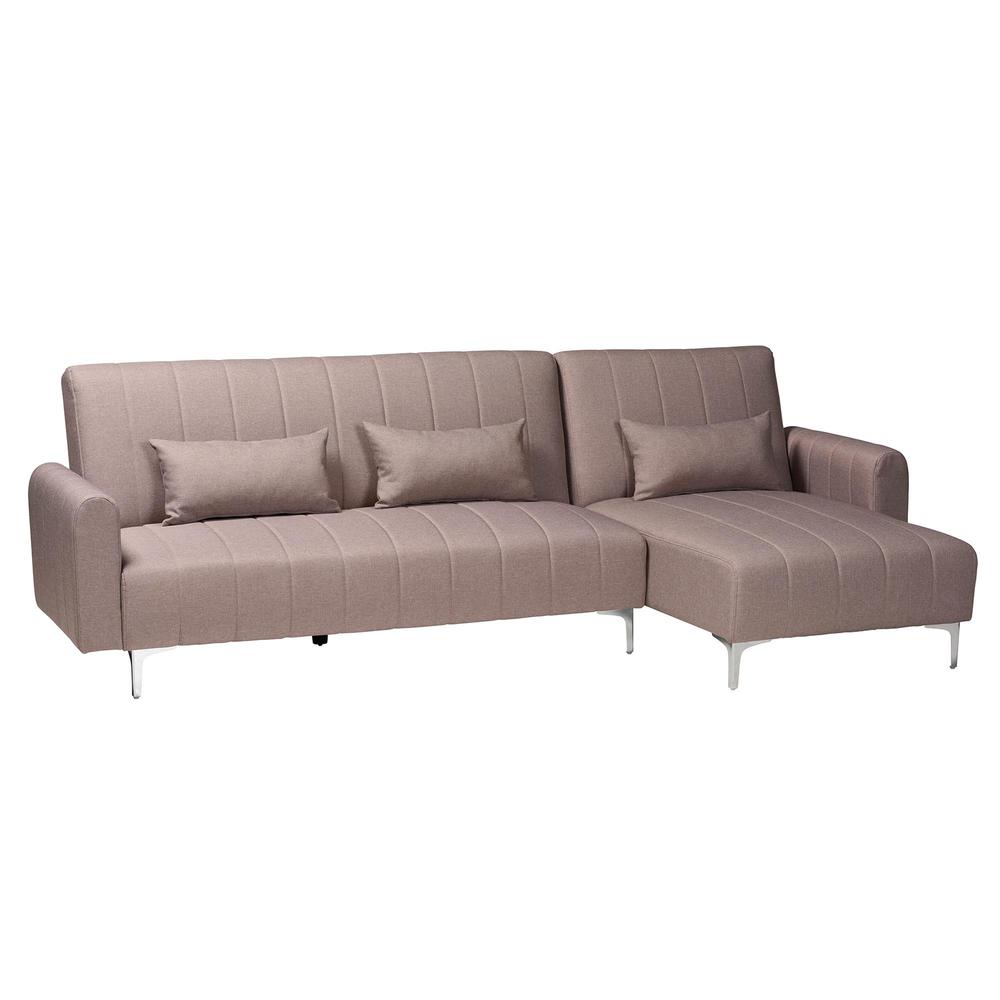 Lanoma Contemporary Clay Fabric Upholstered Convertible Sleeper Sofa. Picture 10
