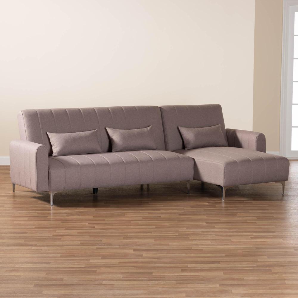 Lanoma Contemporary Clay Fabric Upholstered Convertible Sleeper Sofa. Picture 16