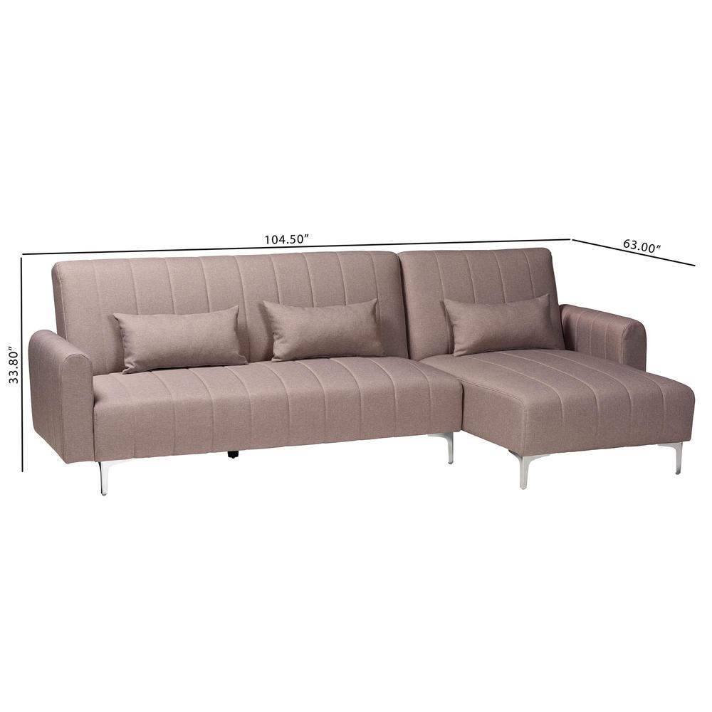 Lanoma Contemporary Clay Fabric Upholstered Convertible Sleeper Sofa. Picture 17