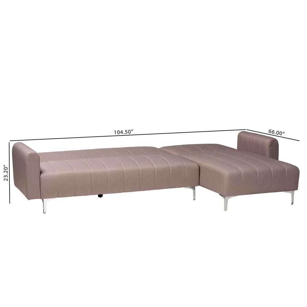 Lanoma Contemporary Clay Fabric Upholstered Convertible Sleeper Sofa. Picture 18