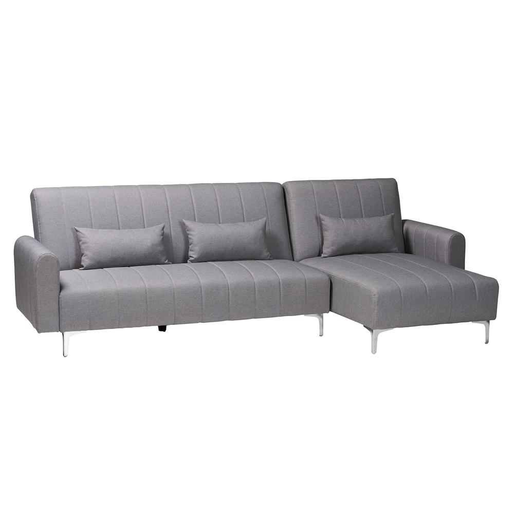 Lanoma Contemporary Slate Grey Fabric Upholstered Convertible Sleeper Sofa. Picture 10