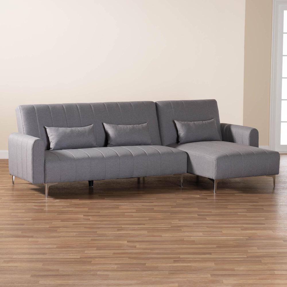 Lanoma Contemporary Slate Grey Fabric Upholstered Convertible Sleeper Sofa. Picture 16
