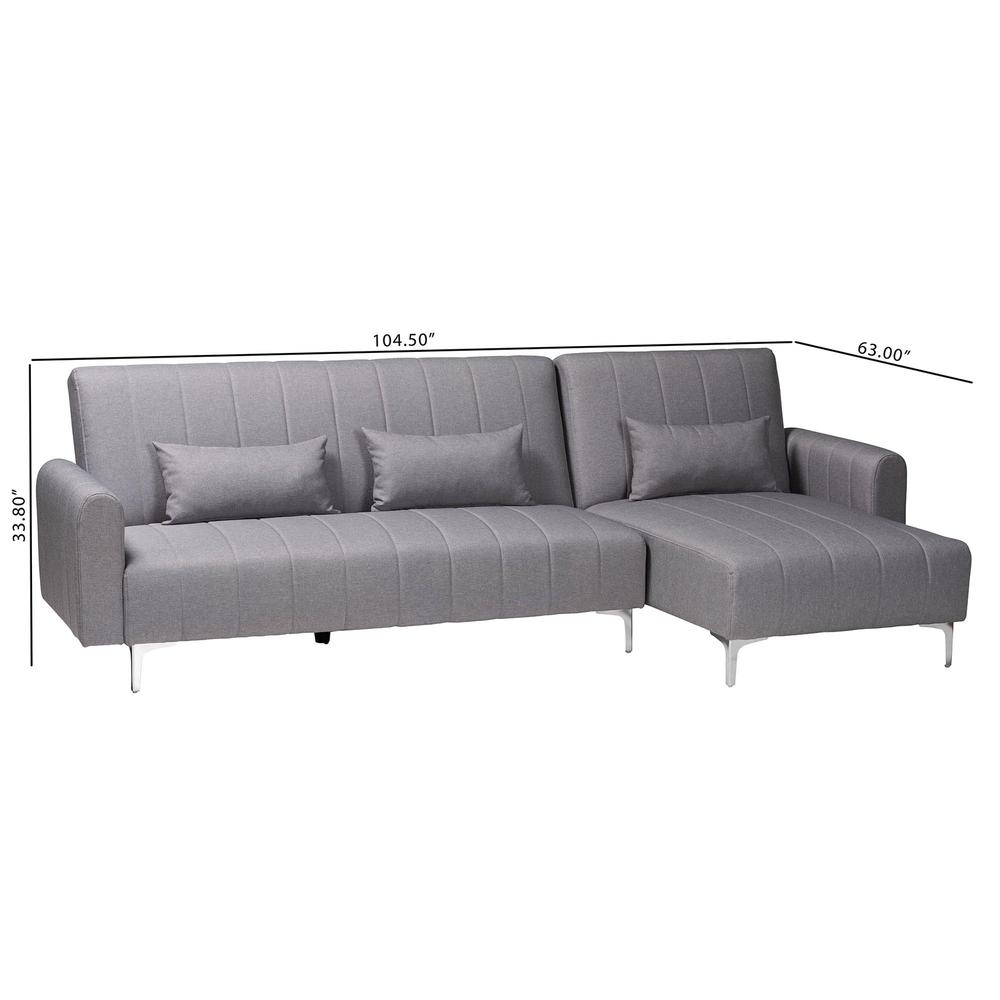 Lanoma Contemporary Slate Grey Fabric Upholstered Convertible Sleeper Sofa. Picture 17