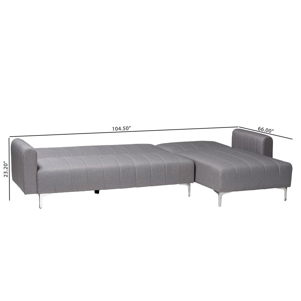 Lanoma Contemporary Slate Grey Fabric Upholstered Convertible Sleeper Sofa. Picture 18