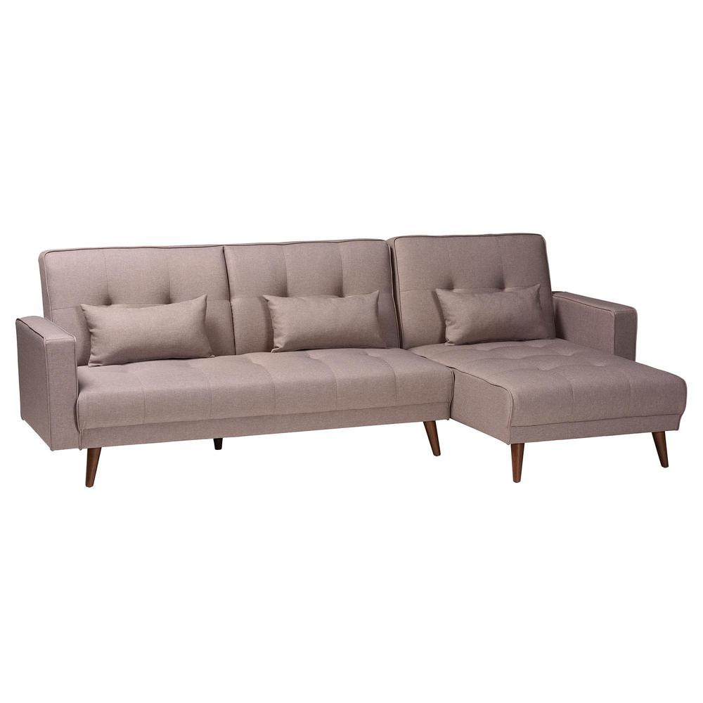 Claire Contemporary Clay Fabric Upholstered Convertible Sleeper Sofa. Picture 10